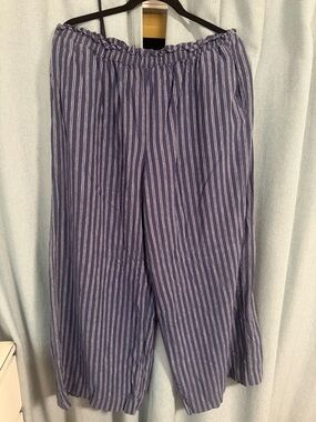 Aerie Striped Elastic-Waist women’s Pants – Blue size L